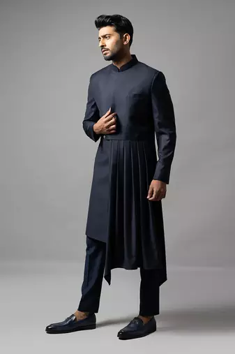 Midnight navy achkan set