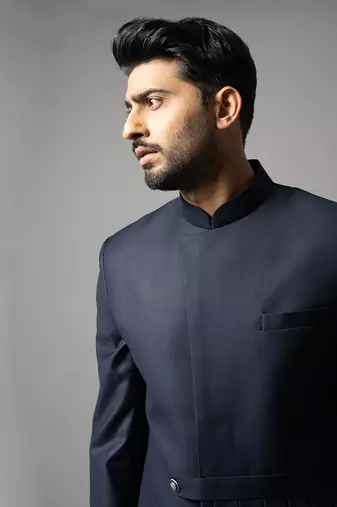 Midnight navy achkan set