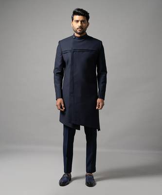 Onyx blue classic achkan set 1