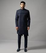 Onyx blue classic achkan set