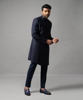 Onyx blue classic achkan set 3