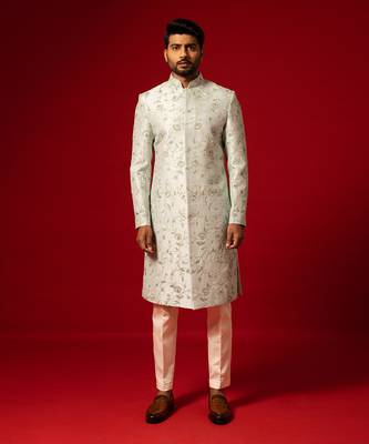 Mystic blue minimal sherwani set 1