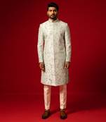 Mystic blue minimal sherwani set