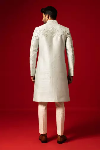 Mystic blue minimal sherwani set