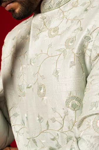 Mystic blue minimal sherwani set