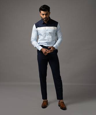 Blue and white cotton shirt 1