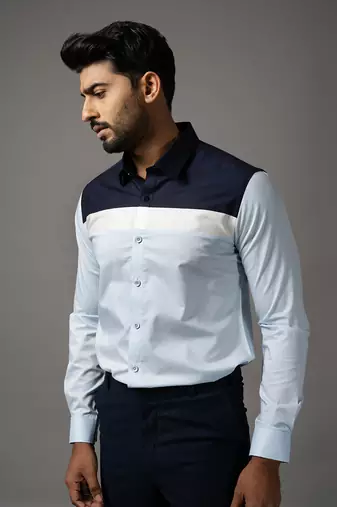 Blue and white cotton shirt