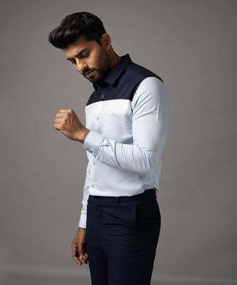 Blue and white cotton shirt 4