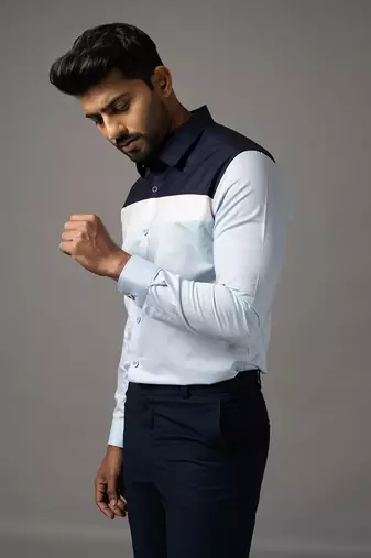 Blue and white cotton shirt
