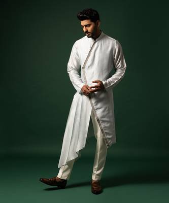 Sky blue drape kurta set 3