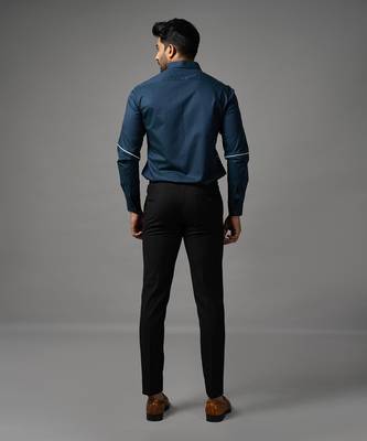 Prussian blue cross stiched shirt 2