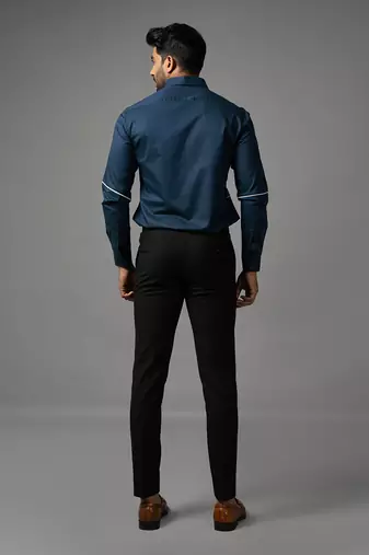 Prussian blue cross stiched shirt