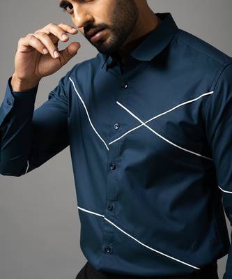 Prussian blue cross stiched shirt 5