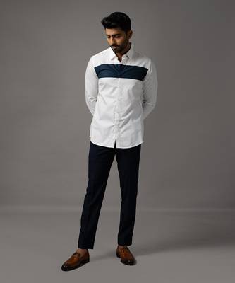 White and blue cotton shirt 1