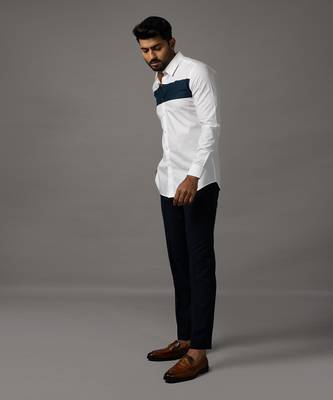 White and blue cotton shirt 3