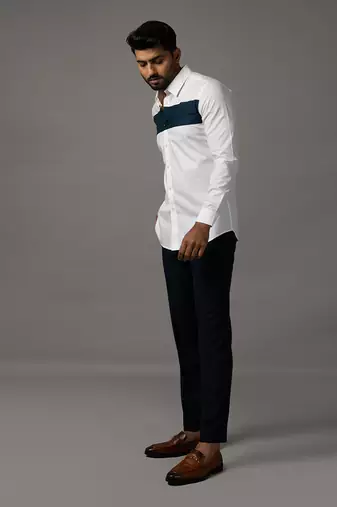 White and blue cotton shirt
