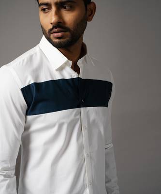 White and blue cotton shirt 4