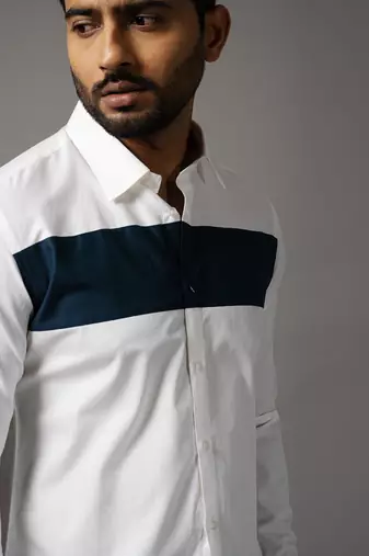 White and blue cotton shirt