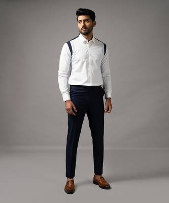White and blue cotton shirt 1