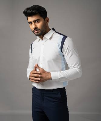 White and blue cotton shirt 4