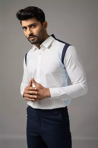 White and blue cotton shirt