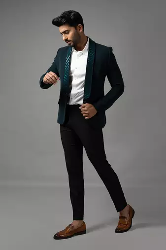 Green tape lapel tuxedo
