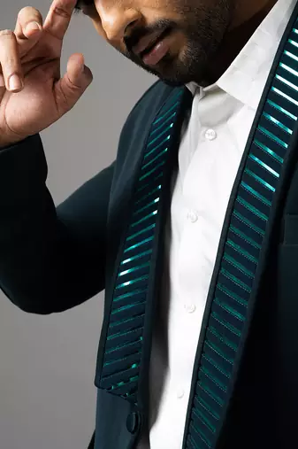 Green tape lapel tuxedo
