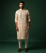 Pink mirror work kurta set