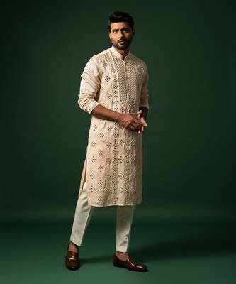 Pink mirror work kurta set 3