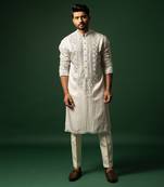 Grey mirror work kurta set