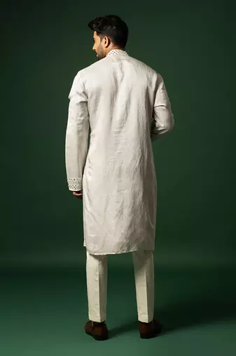 Grey mirror work kurta set