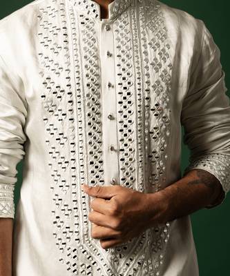 Grey mirror work kurta set 5