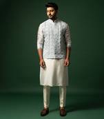 Sky sun hand embroidered nehru jacket set