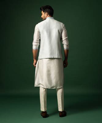 Sky sun hand embroidered nehru jacket set 2