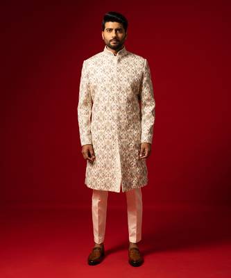 Ivory embroidered sherwani set 1