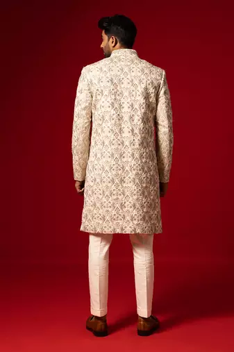 Ivory embroidered sherwani set