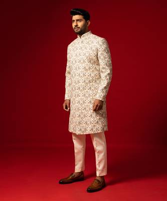 Ivory embroidered sherwani set 3