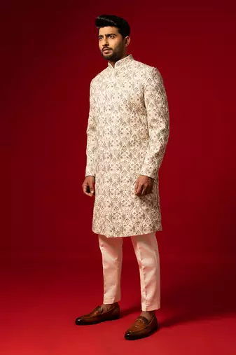 Ivory embroidered sherwani set