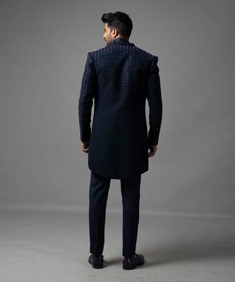 Navy blue open indo jacket set 2