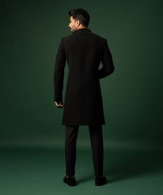 Black embroidered indo jacket set 2