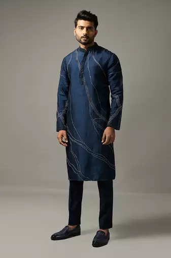 Blue criss cross kurta set