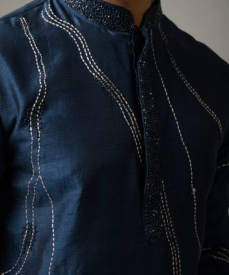 Blue criss cross kurta set 4