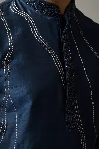 Blue criss cross kurta set