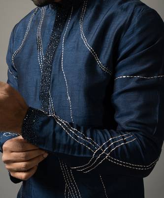 Blue criss cross kurta set 5