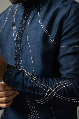 Blue criss cross kurta set