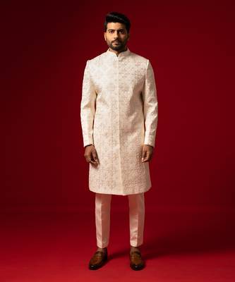 Ivory hand crafted sherwani set 1