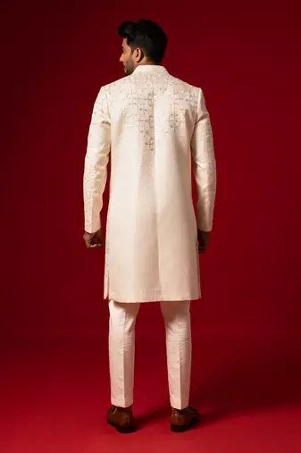Ivory hand crafted sherwani set