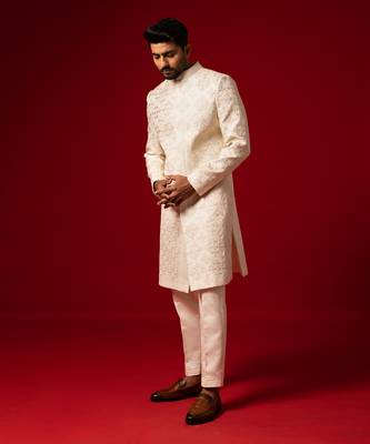Ivory hand crafted sherwani set 3