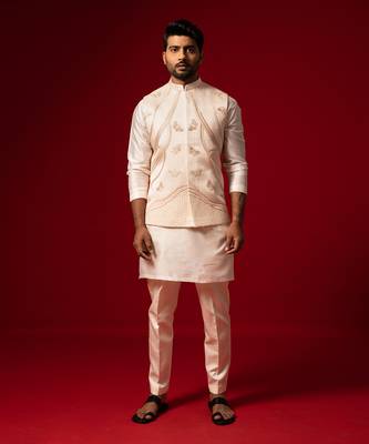 Tuft bush traditional embroidered nehru jacket set 1