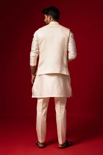 Tuft bush traditional embroidered nehru jacket set